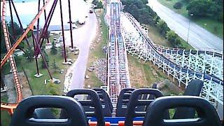 BACKWARDS BLUE POV - American Eagle w/ lift stop & restart at Six Flags Great America