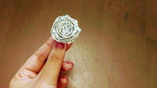 Aluminium foil roses.