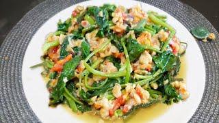 begini cara masak kangkung campur tempe