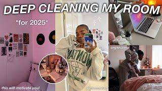 DEEP CLEANING MY ROOM for 2025!!  organising, decluttering, messy & motivational