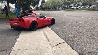 This is how you should leave a car show in a Corvette (Drift, burnout, donuts) 1080p