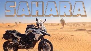 I drop my motorbike and risk getting stuck in the sand of the Sahara desert, Tunisia