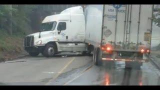 Driver Fails at Low Bridge U-Turn - USA Truck