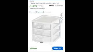 Sale $9.98 Sterilite Small 3 Drawer Desktop Unit, Plastic, White