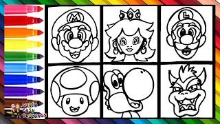 Draw and Color the Characters of Super Mario  Drawings for Kids