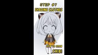 How To Draw Chibis [ TUTORIAL ] - STEP #7 : SHADING CLOTHES | Anya Forger #Chibi #Tutorial #shorts