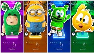 Oddbods Zee  Minions  Gummy Bear  Where's Chicky.  Tiles Hop Edm Rush!