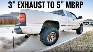 2nd Gen CUMMINS 3” Exhaust to 5” straight pipe comparison | Plus ride along video!