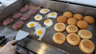 fried egg cheeseburger - korean street food