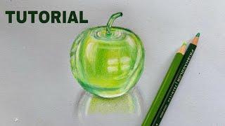 How To Draw Green Glass Apple | Color Pencil Tutorial