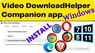 Install Video DownloadHelper Companion App in Windows | Companion App in Video DownloadHelper Window