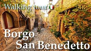 Borgo San Benedetto - Lizori (Umbria), Italy【Walking Tour】History in Subtitles - 4K