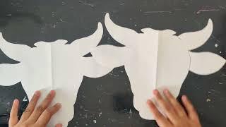 New Perfect Shape Cow Paper Mask ll colouring ll how to cut Perfect Paper Cow Mask ll with colouring