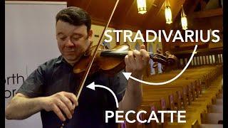 Vadim Gluzman shows Auer's Strad and Szeryng's Peccatte!!