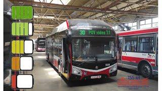 Linka 30 s parciálním trolejbusem do Soběšic; POV, zvuk+video 1:1