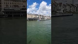 Basel, Rhine River and a ship, Switzerland.