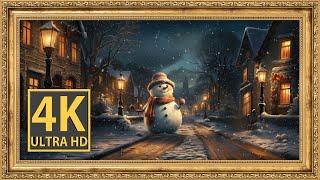 Santa Claus Christmas wall art painting with relaxing music - Framed TV art - 4K UHD