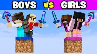 Girls vs Boys on 1 Minecraft Block