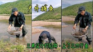 東北四哥戶外捕魚：三弟設計的陷阱，上了三四斤魚。#户外抓鱼 #捕魚 #shorts