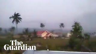 Footage shows Indonesian earthquake causing soil liquefaction