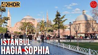 Istanbul Turkey 2024, Sultanahmet Hagia Sophia Touristic District 4K Walking Tour Video