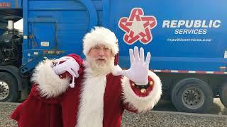 Santa Drives a Garbage Truck! Republic Services Mack Heil Front Loader. Salt Lake City, Utah