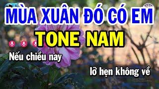 Karaoke Mùa Xuân Đó Có Em Tone Nam ( Em ) Nhạc Beat Mới 2024 | Nhạc Sống Phước Hiệp