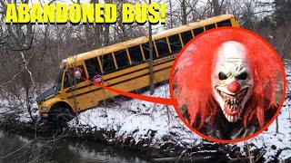 Drone Catches abandoned clown bus in haunted forest