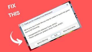 How to Fix “Unsupported CPU Detected Code AP101” in Forza Motorsport
