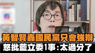 發燒新聞／黃智賢轟國民黨「只會強辯」　怒批藍白立委1事：太過分了