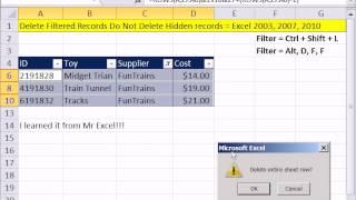 Excel Magic Trick 888: Delete Filtered Records Do Not Delete Hidden Records