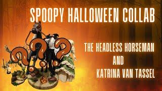 Custom Doll Repaint, The headless horseman and Katrina van Tassel. Spoopy Halloween Collab 2023