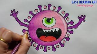 how to draw corona virus || covid-19 drawing for kids