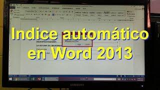 Indice automático en Word 2013