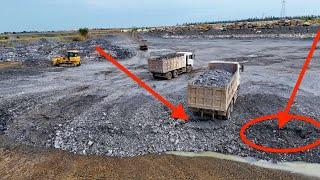 EP23!New project !Expertly move dirt from a 25ton dump truck into the water using a bulldozer