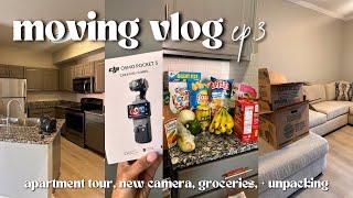 MOVING VLOG EP. 3 | EMPTY APARTMENT TOUR, *NEW CAMERA* DJI OSMO POCKET 3, GROCERY HAUL + UNPACKING