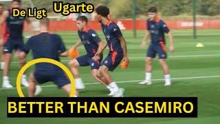 Manuel Ugarte show CRAZY DEFENSIVE SKILLS when Facing De Ligt During First Man United training