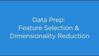 Data Prep: Feature Selection & Dimensionality Reduction