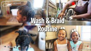 FULL WASH AND BRAID ROUTINE FOR THE GIRLS | Kyerra & Quint Tv