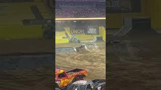 Tyler Menninga in Grave Digger with a Backflip to Moonwalk to Huge Send #monsterjam #2022 #shorts