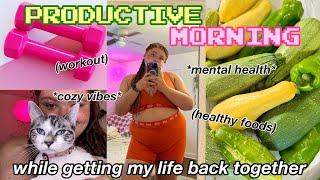 my morning routine while getting my life back together *workout, cooking, mental health chats*