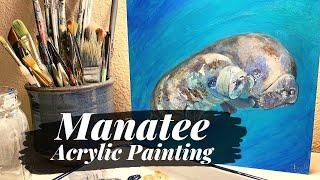 ACRYLIC PAINTING PROCESS: Manatee Acrylic Painting Timelapse