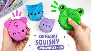 Origami Paper Squishy Cat, Bear & Frog | How to make squishy without glue & tape