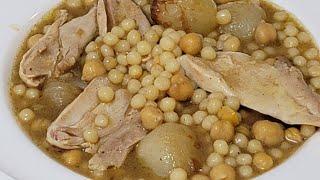 طريقة تحضير وصفة المغربية بالدجاج بخطوات سهلة  Best Lebanese  Chicken Moghrabieh Recipe
