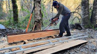 Chainsaw Milling Timber Posts & Slabs at Neighbor Al's Off Grid Property