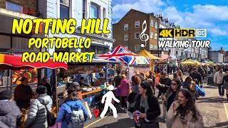 London Notting Hill Walking Tour: Portobello Road Market HDR 4K