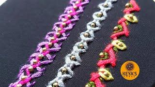 Decorative stitches/ Borderline Hand embroidery tutorial/ @KeyasCraze #embroiderypatterns