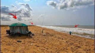 ACONTECEU O'QUE EU TEMIA TIVEMOS QUE PARAR DE PESCAR (Acampamento PERTO do MAR) - PESCARIA DE PRAIA