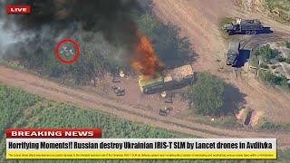 Horrifying Moments (May 03 2024) Russian destroy Ukrainian IRIS-T SLM by Lancet drones in Avdiivka