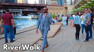 Chicago (USA) RiverWalk Walking Tour on Sunday | June 9, 2024 | 4K Cinematic Video